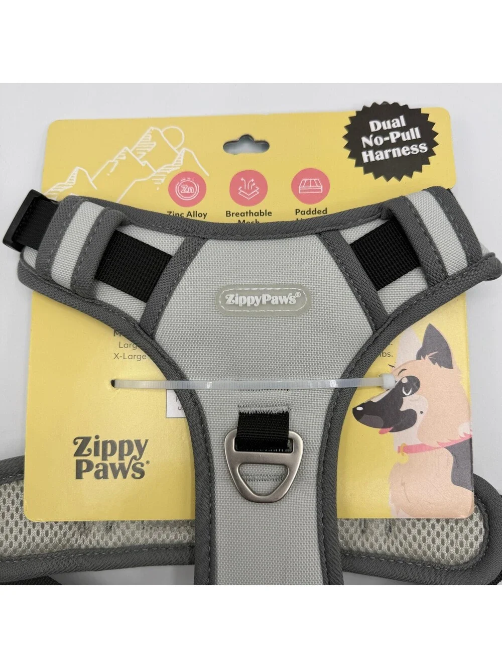ZippyPaws Dual Harness Medium ZPC-C0003 Gray Breathable Mesh Padded Dog Vest